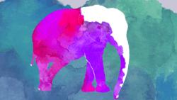 A digital watercolor painting of an elephant
